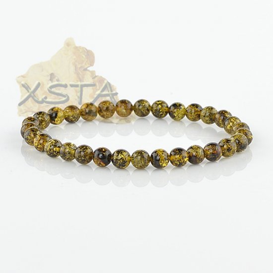Dark green round amber bracelet
